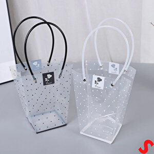 Siyah Saplı Şeffaf Pvc Çanta, 35x26,5x13cm - 1 Adet