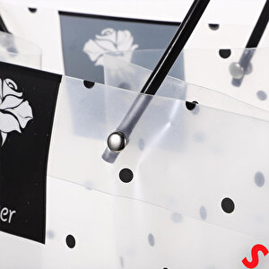 Siyah Saplı Şeffaf Pvc Çanta, 35x26,5x13cm - 1 Adet