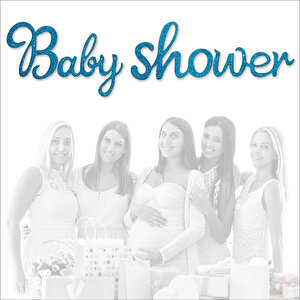 Baby Shower Simli Folyo Karton Banner, 90 Cm - Mavi