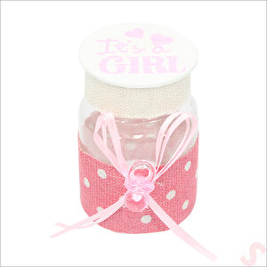 Emzikli Plastik Kavanoz, 6,5cm X 4cm X 12 Adet - Pembe