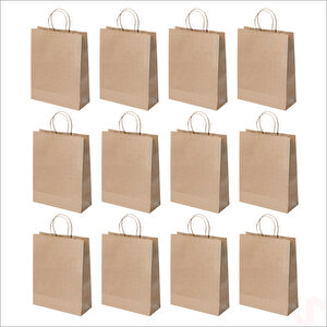Büküm Saplı Kraft Çanta 42 X 31 X 12 Cm, Natürel - 12 Adet