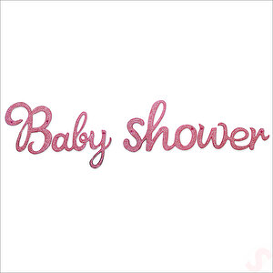 Baby Shower Simli Folyo Karton Banner, 90 Cm - Pembe