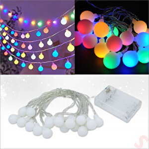 Çok Renkli 20 Led X 4 Mt, Pilli Led Top Işık