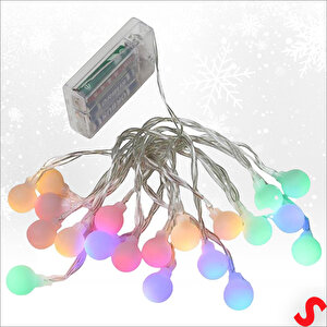 Çok Renkli 20 Led X 4 Mt, Pilli Led Top Işık