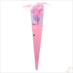 Kutulu Ve Led Işıklı Sonsuzluk Gülü, 35cm - Pembe