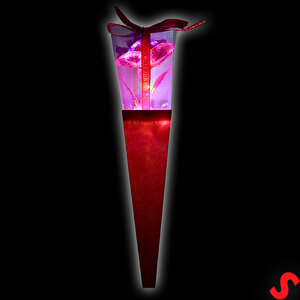 Kutulu Ve Led Işıklı Sonsuzluk Gülü, 35cm - Fuşya