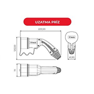 Elektrikli Araç Şarj Kablosu Priz + Fiş Seti - 5m Trifaze 32a Kablolu Şarj Seti