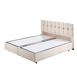 Berlin Çift Kişilik Baza Başlık İkili Set Krem 160x200 cm