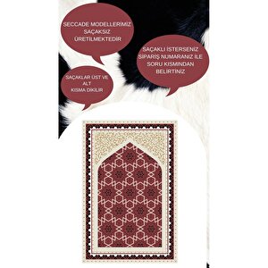 Makinede Yıkanabilir Leke Tutmaz  namazlık Seccade Kaymaz Taban Saçaksız Sec113 Bordo