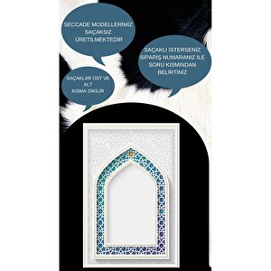 Makinede Yıkanabilir Leke Tutmaz  namazlık Seccade Kaymaz Taban Saçaksız Sec113 Beyaz