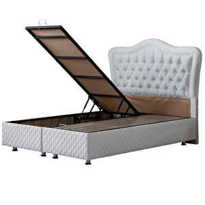Camelli Tek Kişilik Baza Başlık Deluxe Full Ortopedik Yatak Seti Beyaz 100x200 cm