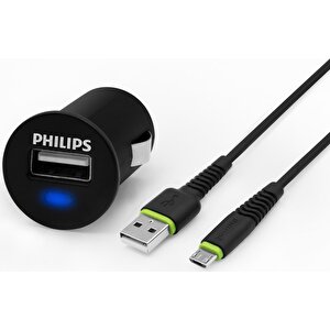 Usb Araç Şarj Cihazı 2.1a + Micro Usb Şarj Kablosu 1.2 Mt