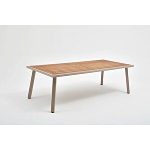 Milano Iroko Tabla 100x230 Alüminyum Masa - Kum Rengi