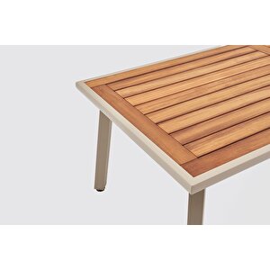 Milano Iroko Tabla 100x230 Alüminyum Masa - Kum Rengi