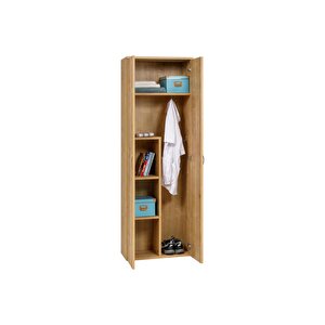 Temizlik Malzemeleri Dolabı, Ahşap Gardırop, Elbise Dolabı, Çok Amaçlı Dolap, 60x34x180cm