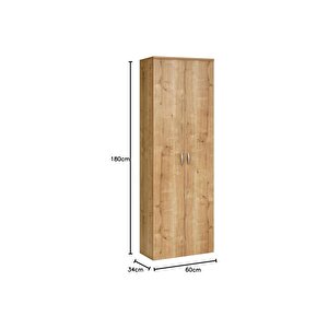 Temizlik Malzemeleri Dolabı, Ahşap Gardırop, Elbise Dolabı, Çok Amaçlı Dolap, 60x34x180cm