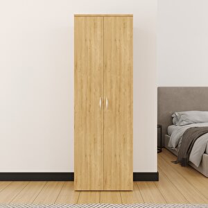 Temizlik Malzemeleri Dolabı, Ahşap Gardırop, Elbise Dolabı, Çok Amaçlı Dolap, 60x34x180cm