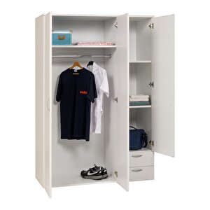 Ahşap Gardırop 120cm, Gardırop, Çok Amaçlı Dolap, 3 Kapılı Dolap, Elbise Dolabı 120x52x177cm