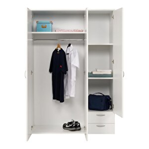 Ahşap Gardırop 120cm, Gardırop, Çok Amaçlı Dolap, 3 Kapılı Dolap, Elbise Dolabı 120x52x177cm