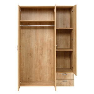 Ahşap Gardırop 120cm, Gardırop, Çok Amaçlı Dolap, 3 Kapılı Dolap, Elbise Dolabı 120x52x177cm