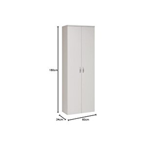 Ahşap Gardırop, Elbise Dolabı, Çok Amaçlı Dolap, Dolap & Temizlik Dolabı, 60x34x180cm