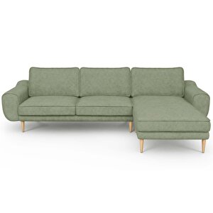 Klem 280 X 171 Köşe Ahşap Ayak - Fitilli Kadife Sisli Yeşil