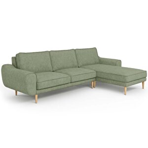 Klem 280 X 171 Köşe Ahşap Ayak - Fitilli Kadife Sisli Yeşil