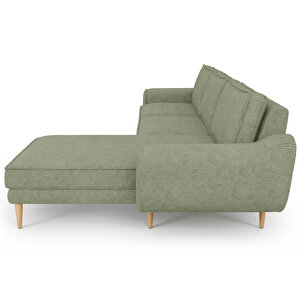 Klem 280 X 171 Köşe Ahşap Ayak - Fitilli Kadife Sisli Yeşil