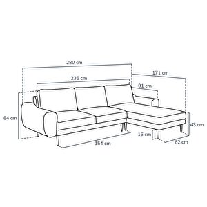 Klem 280 X 171 Köşe Ahşap Ayak - Fitilli Kadife