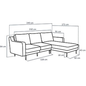 Klem Slim 240 X 171 Köşe Ahşap Ayak - Keten