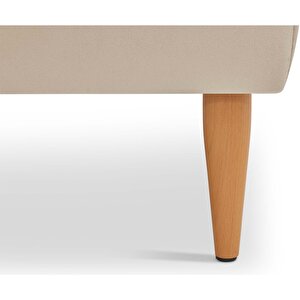 Klem Bench Ahşap Ayak - Kadife Ekru