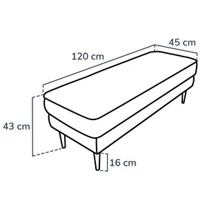 Klem Bench Ahşap Ayak - Kadife