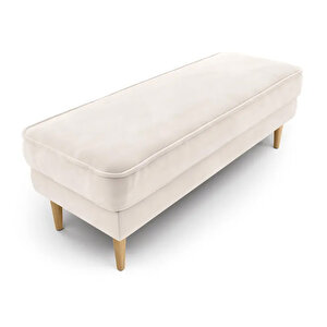 Klem Bench Ahşap Ayak - Kadife Vanilya