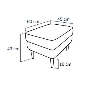 Klem Puf Small Ahşap Ayak - Kadife Kiremit