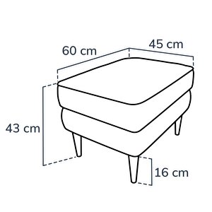 Klem Puf Small Ahşap Ayak - Kadife
