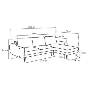 Klem 280 X 171 Köşe Ahşap Ayak - Kadife
