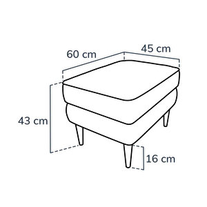 Klem Puf Small Ahşap Ayak - Fitilli Kadife