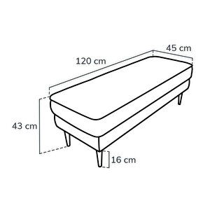 Klem Bench Ahşap Ayak - Fitilli Kadife