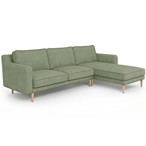 Klem Slim 266 X 171 Köşe Ahşap Ayak - Fitilli Kadife Sisli Yeşil