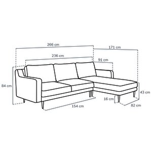 Klem Slim 266 X 171 Köşe Ahşap Ayak - Fitilli Kadife