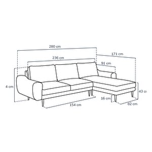 Klem 280 X 171 Köşe Ahşap Ayak - Kadife