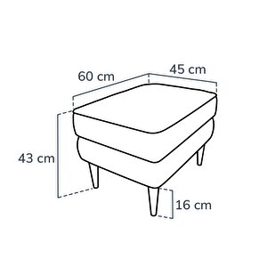 Klem Puf Small Ahşap Ayak - Fitilli Kadife