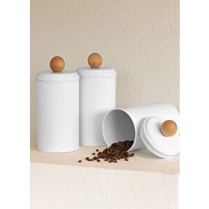 Stripe Çay Kahve Şeker Kavanozu Beyaz 1,20 Lt