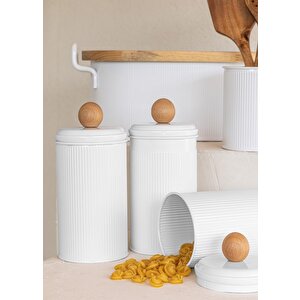 The Mia Stripe Çay Kahve Şeker Kavanozu Beyaz 1,20 Lt