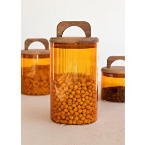 Akasya Kulplu Cam Kavanoz Amber 1000 Ml