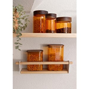 The Mia Akasya Yuvarlak Cam Kavanoz Amber 850 Ml