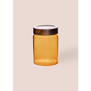 The Mia Akasya Yuvarlak Cam Kavanoz Amber 850 Ml