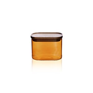 Akasya Dikdörtgen Cam Kavanoz Amber 500 Ml