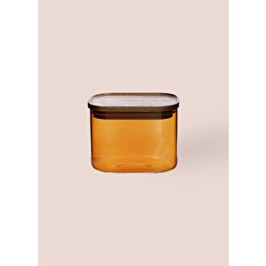 The Mia Akasya Dikdörtgen Cam Kavanoz Amber 500 Ml