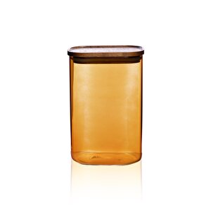 Akasya Dikdörtgen Cam Kavanoz Amber 1200 Ml